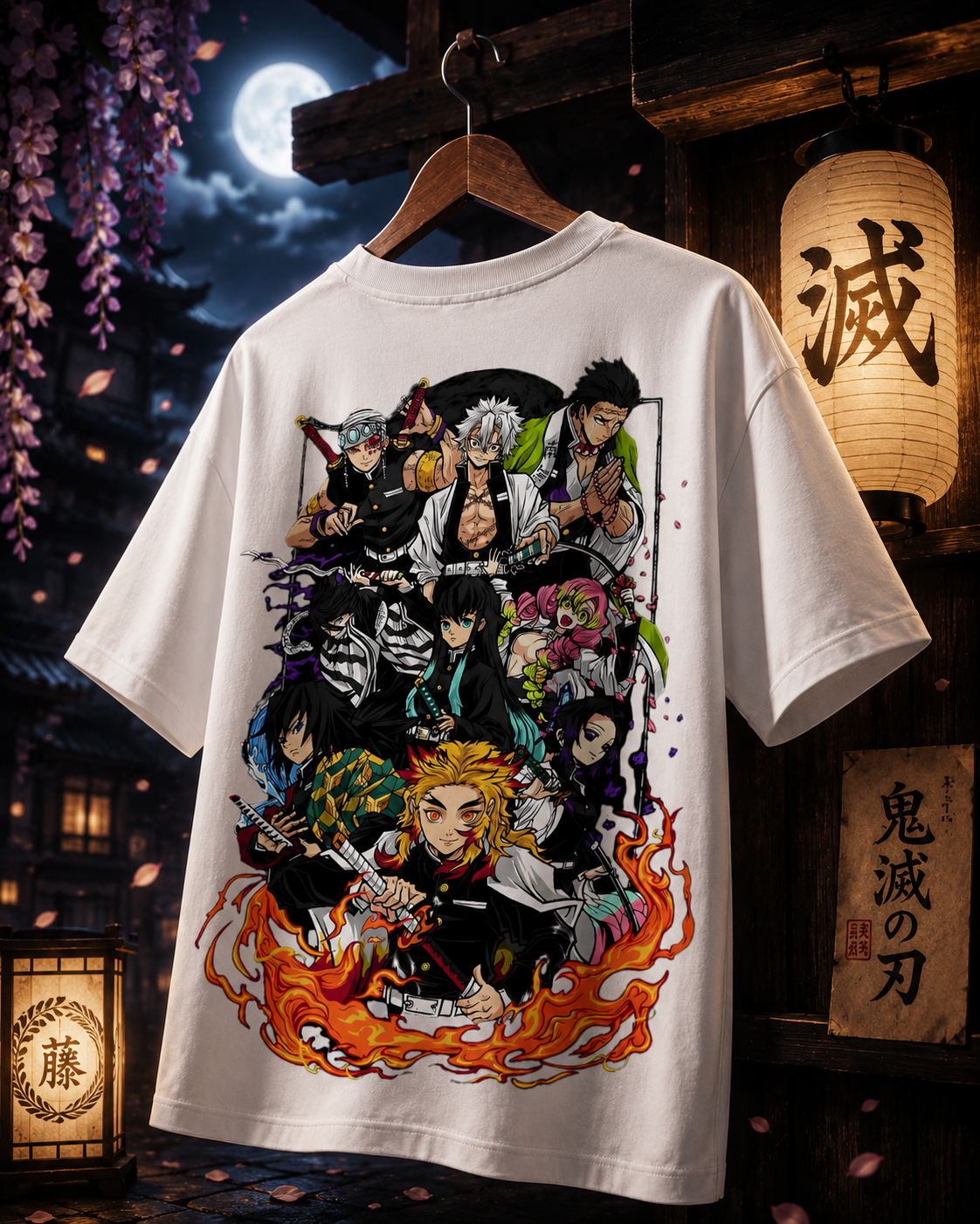 Hashira Unleashed: The Elite Nine Oversized Graphic Tee
