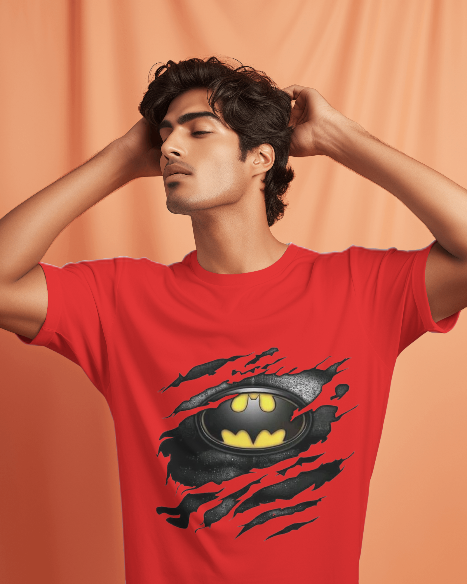 DC Tear Effect Batman Logo Men's Classic Crew T-Shirt | Teeyatra