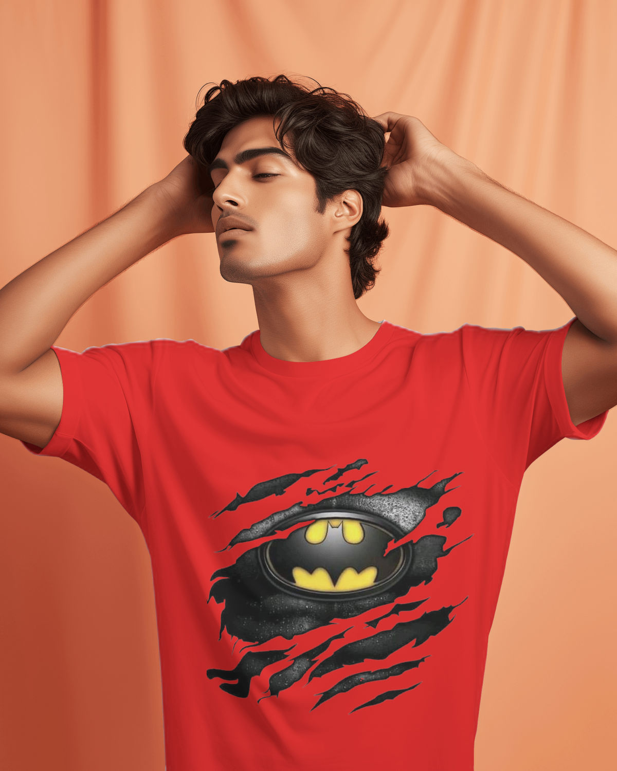 DC Tear Effect Batman Logo Men's Classic Crew T-Shirt | Teeyatra