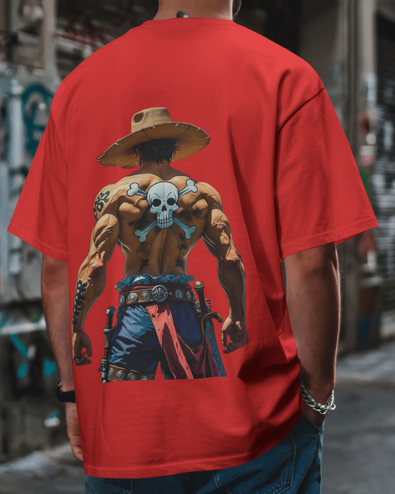 Wild West Cowboy Skull Print Men's Oversized T-Shirt - Vintage Western | Teeyatra | Anime