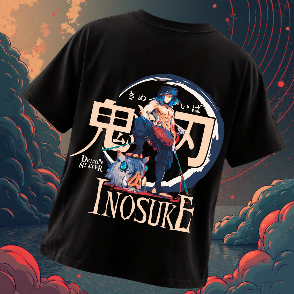 Inosuke "Beast Breathing" Edition – Premium 240 GSM Terry Cotton Oversized T-Shirt