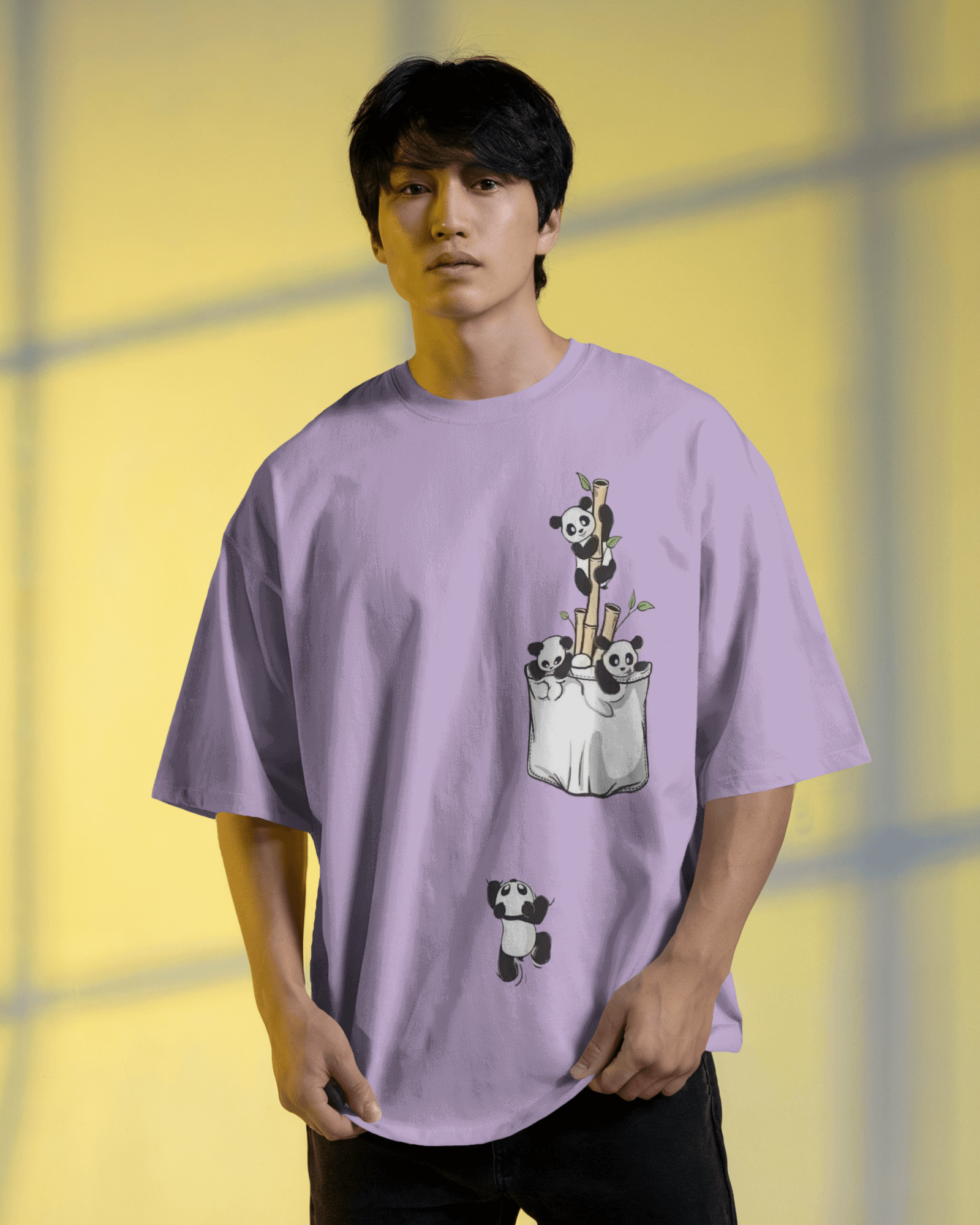 The Great Escape Panda Men's Oversized Classic T-shirt | Teeyatra | Cartoon