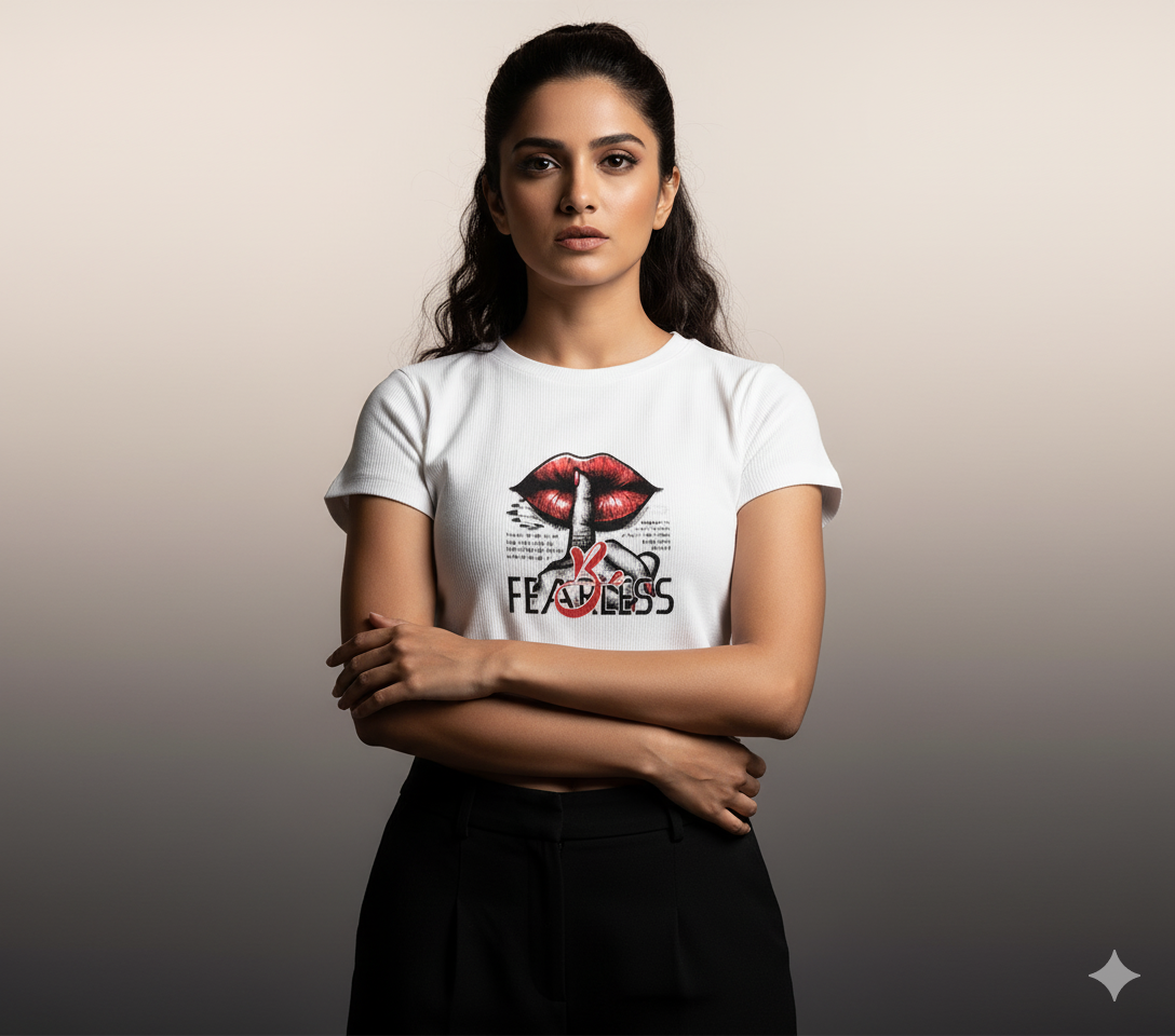 The Fearless Statement Crop Top | Teeyatra | Abstract