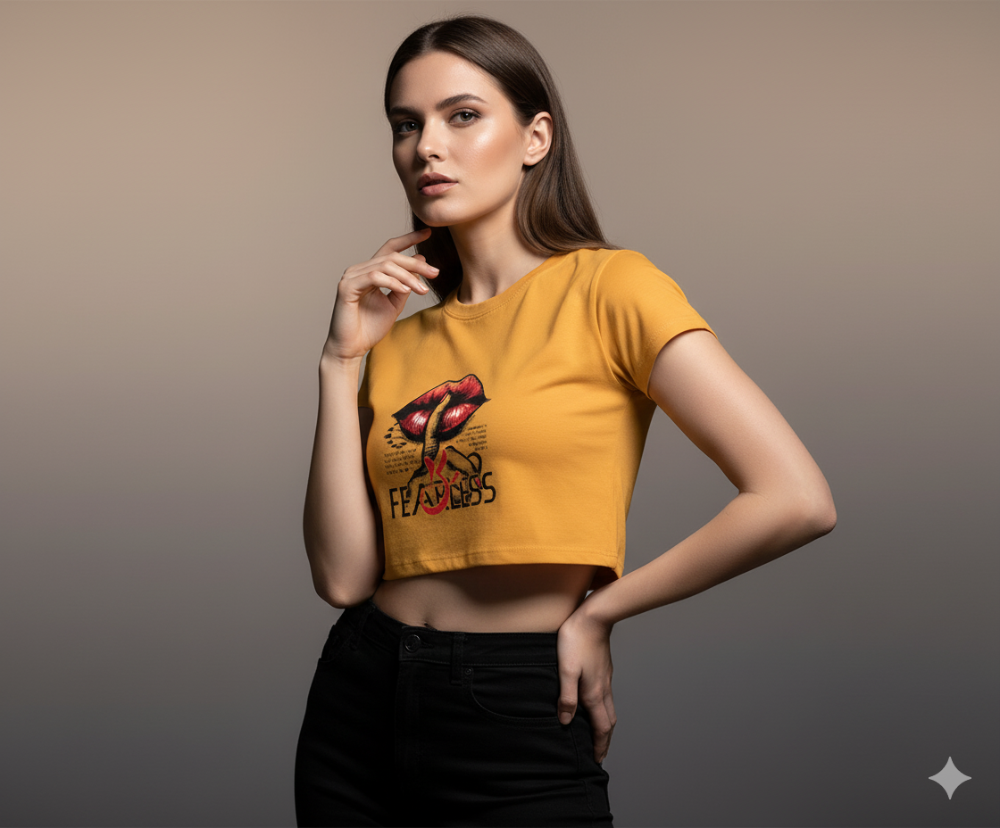 The Fearless Statement Crop Top | Teeyatra | Abstract