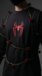 Teeyatra Spider Rose Noir Oversized T-Shirt