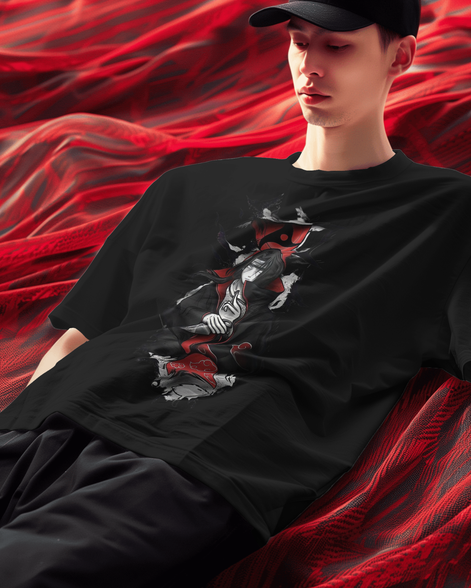 Akatsuki Itachi Uchiha Fan Unisex Oversized Classic T-shirt | Teeyatra | Anime