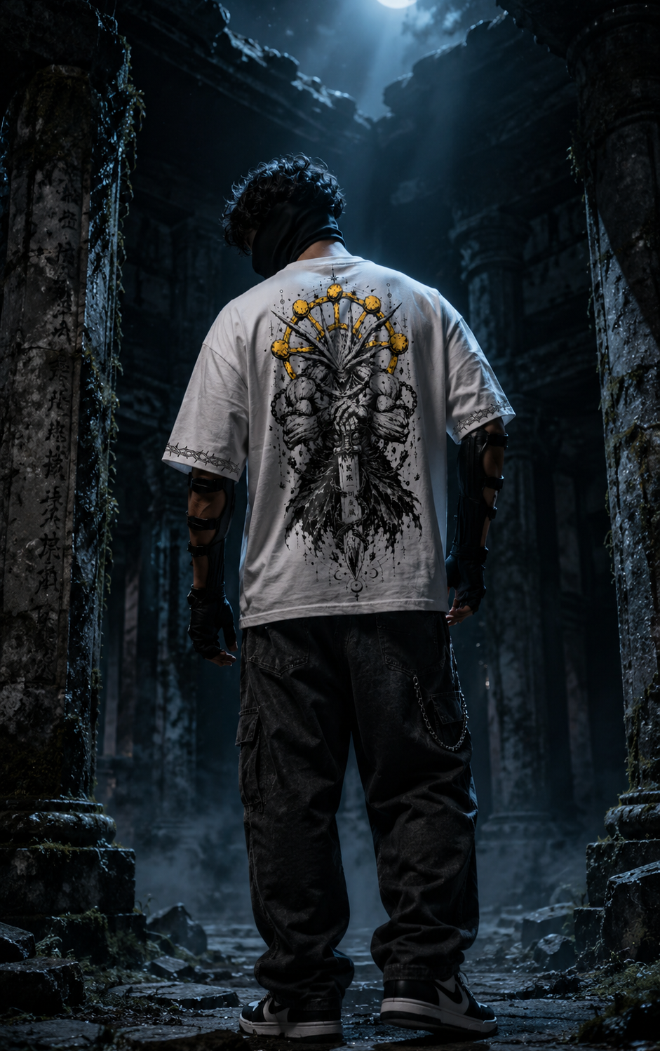 Teeyatra Cosmic Warrior Oversized T-Shirt | Divine Blade Edition