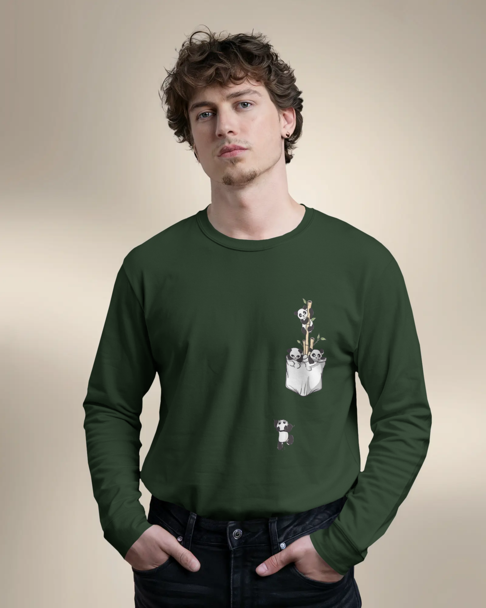 The Great Escape Cartoon Panda Men's Full Sleeve T-Shirt | Teeyatra