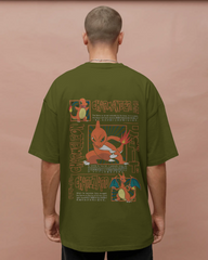 Charmander & Charizard Evolution Men's Oversized Classic T-shirt | Teeyatra | Anime