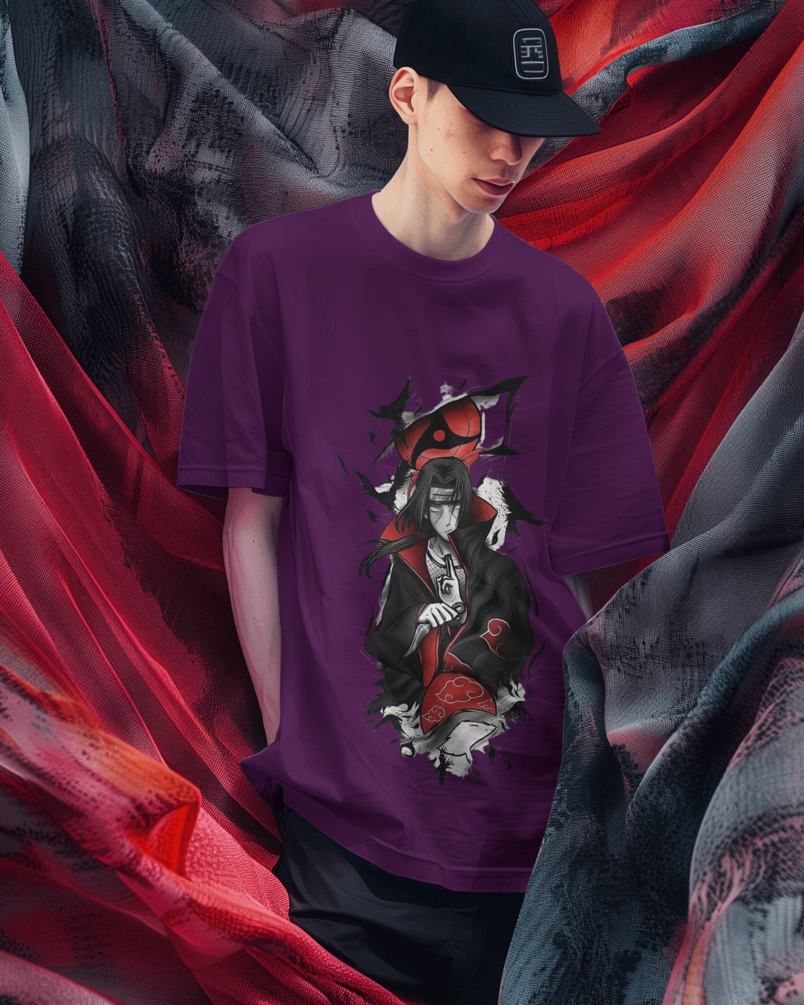 Akatsuki Itachi Uchiha Fan Unisex Oversized Classic T-shirt | Teeyatra | Anime