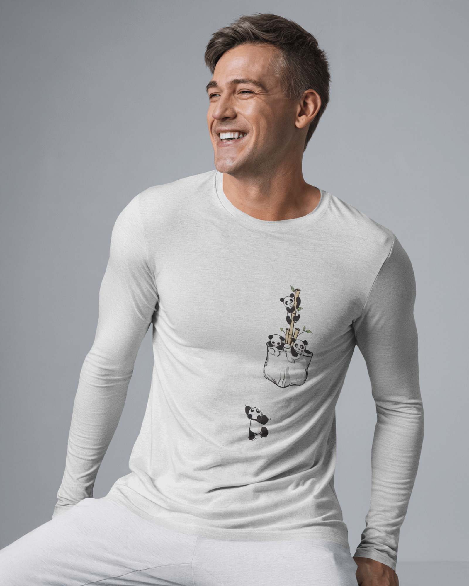 The Great Escape Cartoon Panda Men's Full Sleeve T-Shirt | Teeyatra