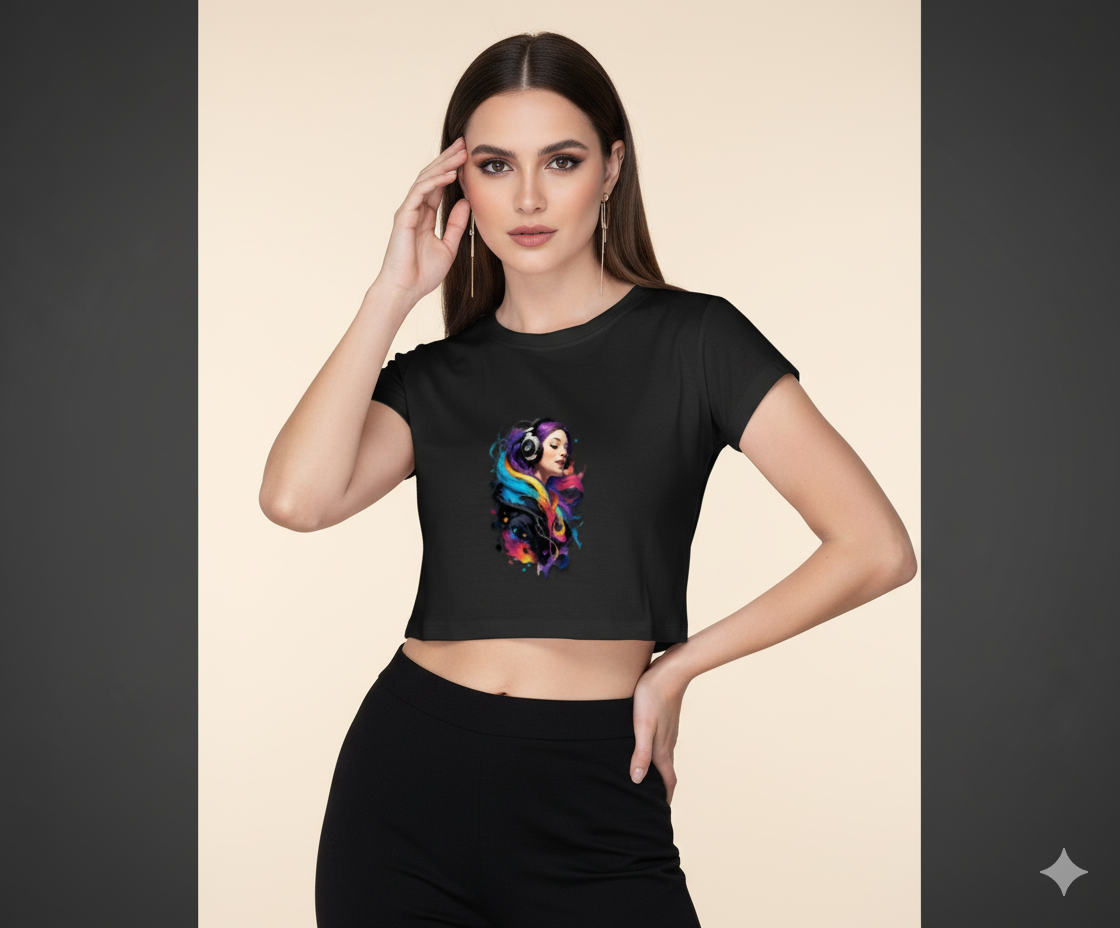Melody of the Cosmos Crop Top | Teeyatra | Abstract