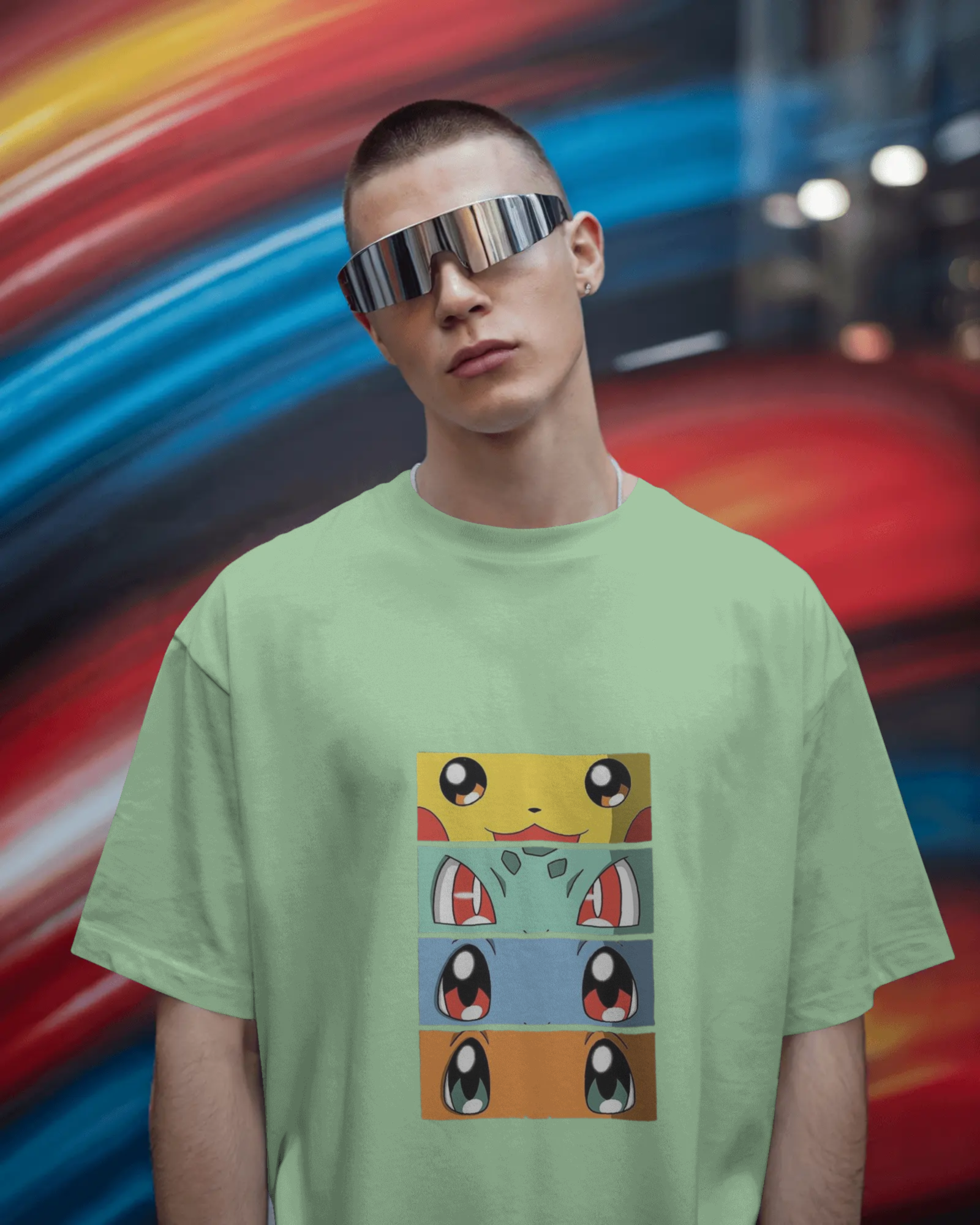 The Four Elements Pokémon Anime Men's Terry Oversized Tee | Teeyatra