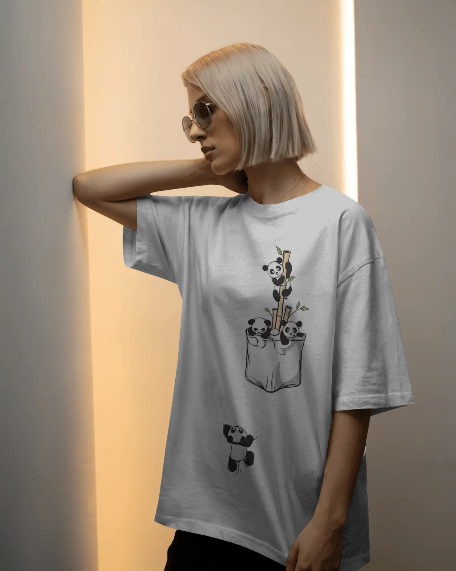 The Great Escape Panda Ladies Oversized Classic T-shirt | Teeyatra | Cartoon