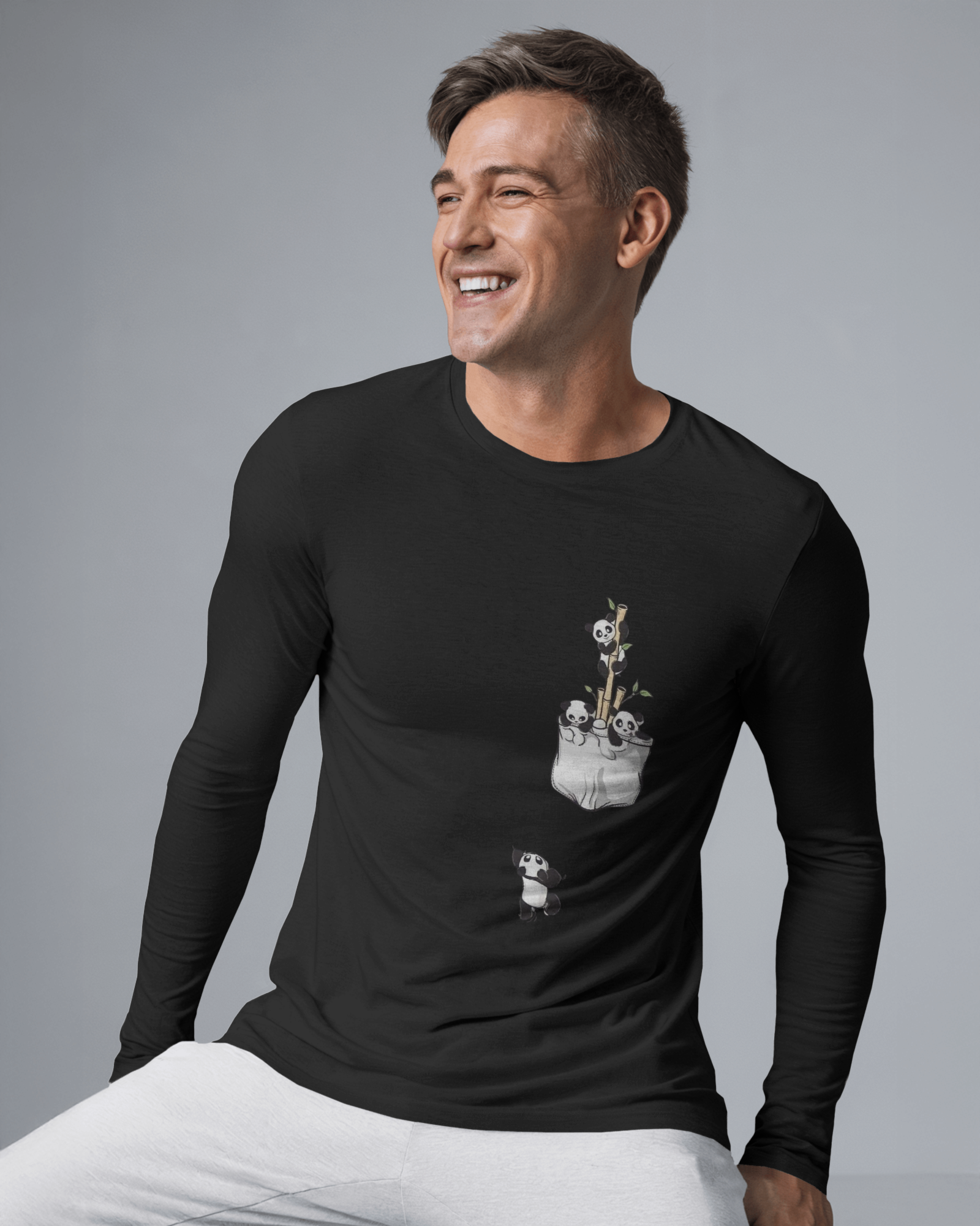 The Great Escape Cartoon Panda Men's Full Sleeve T-Shirt | Teeyatra