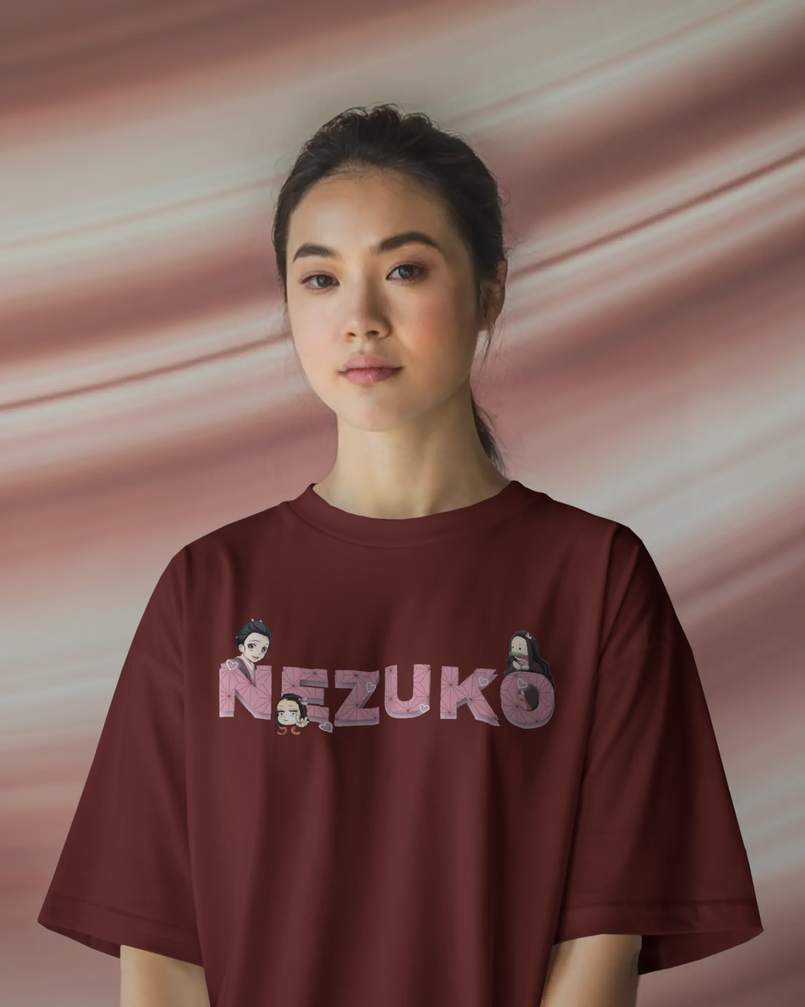 Nezuko Fire Graphic Ladies Oversized Classic T-shirt | Demon Slayer | Anime | Teeyatra
