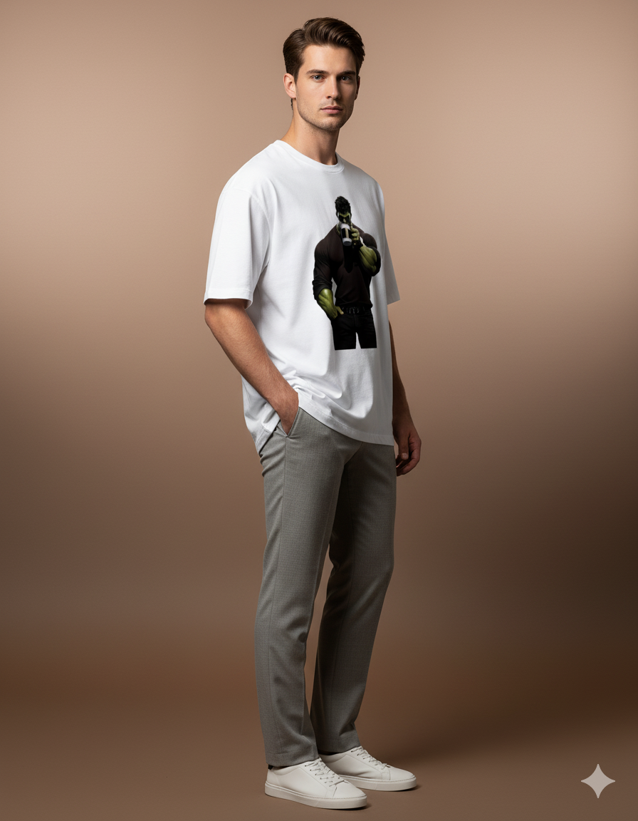 Incredible Hulk Superhero Men's Oversized Classic T-Shirt - Premium Marvel Fan Tee | Teeyatra
