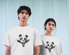 Unzip The Cuteness Panda Ladies Classic Crew T-Shirt | Teeyatra | Cartoon