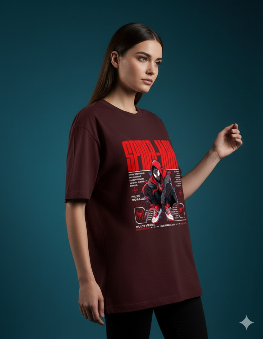 Marvel's Spider-Man: Miles Morales Ladies Oversized Classic T-shirt | Teeyatra