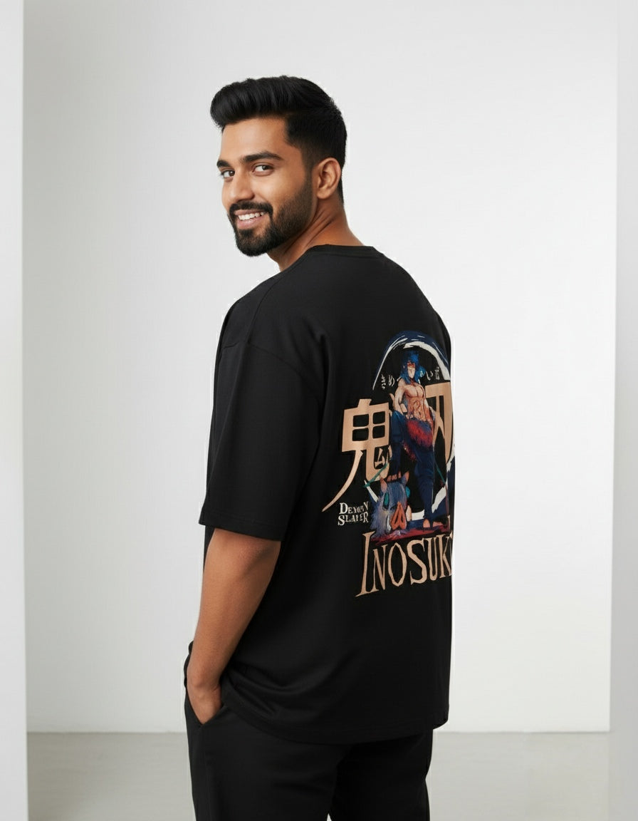 Inosuke "Beast Breathing" Edition – Premium 240 GSM Terry Cotton Oversized T-Shirt