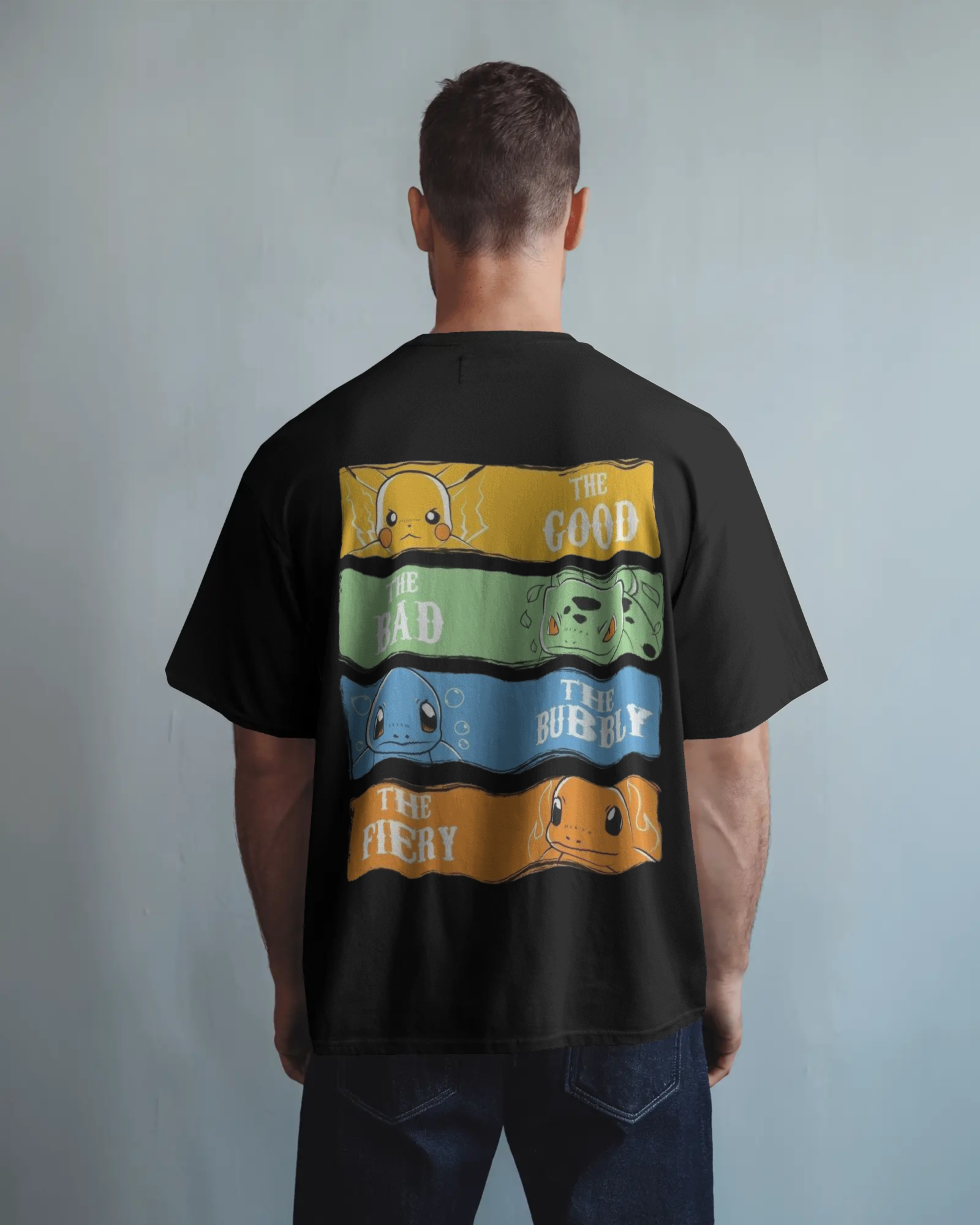 The Four Elements Pokémon Anime Men's Terry Oversized Tee | Teeyatra