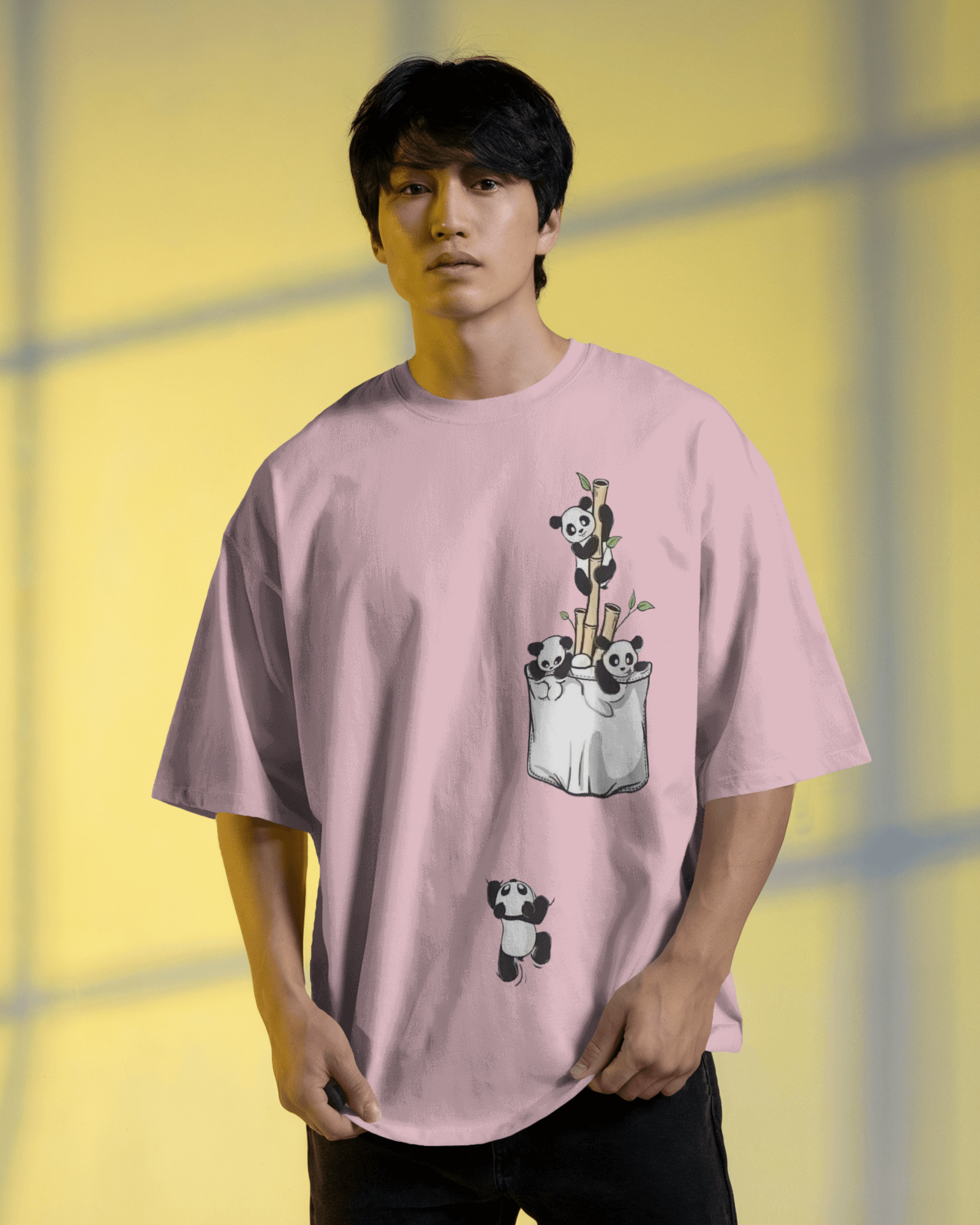 The Great Escape Panda Men's Oversized Classic T-shirt | Teeyatra | Cartoon