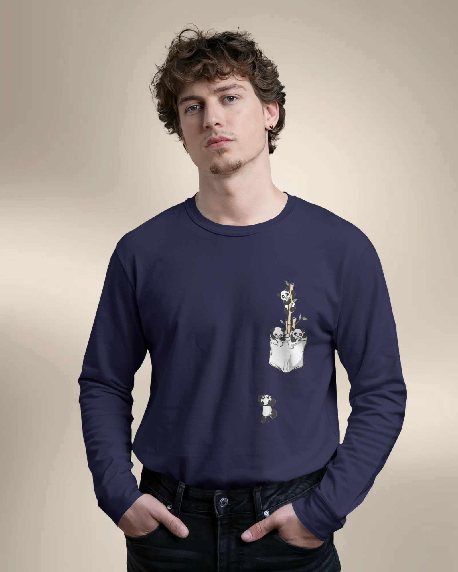The Great Escape Cartoon Panda Men's Full Sleeve T-Shirt | Teeyatra