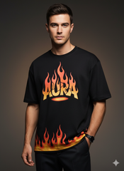 Fire Aura Streetwear Men's Oversized Tee | Teeyatra | Abstract