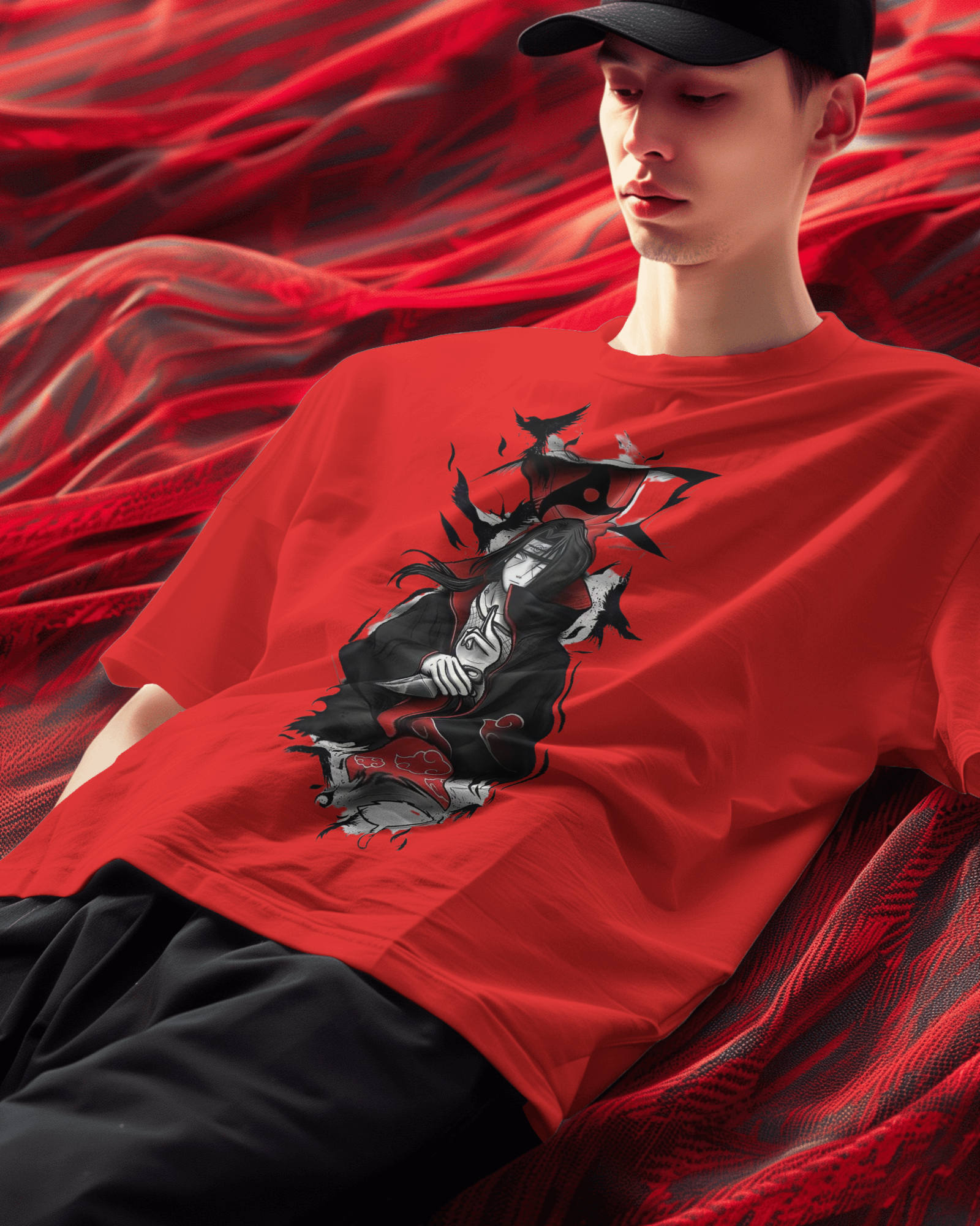 Akatsuki Itachi Uchiha Fan Unisex Oversized Classic T-shirt | Teeyatra | Anime
