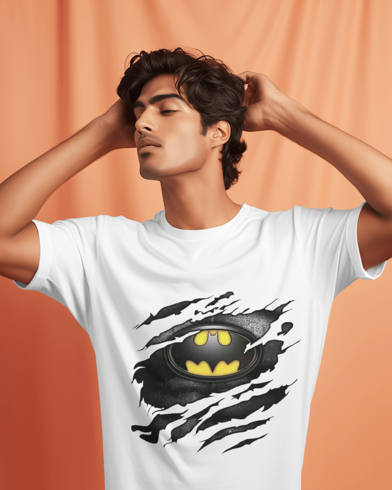 DC Tear Effect Batman Logo Men's Classic Crew T-Shirt | Teeyatra