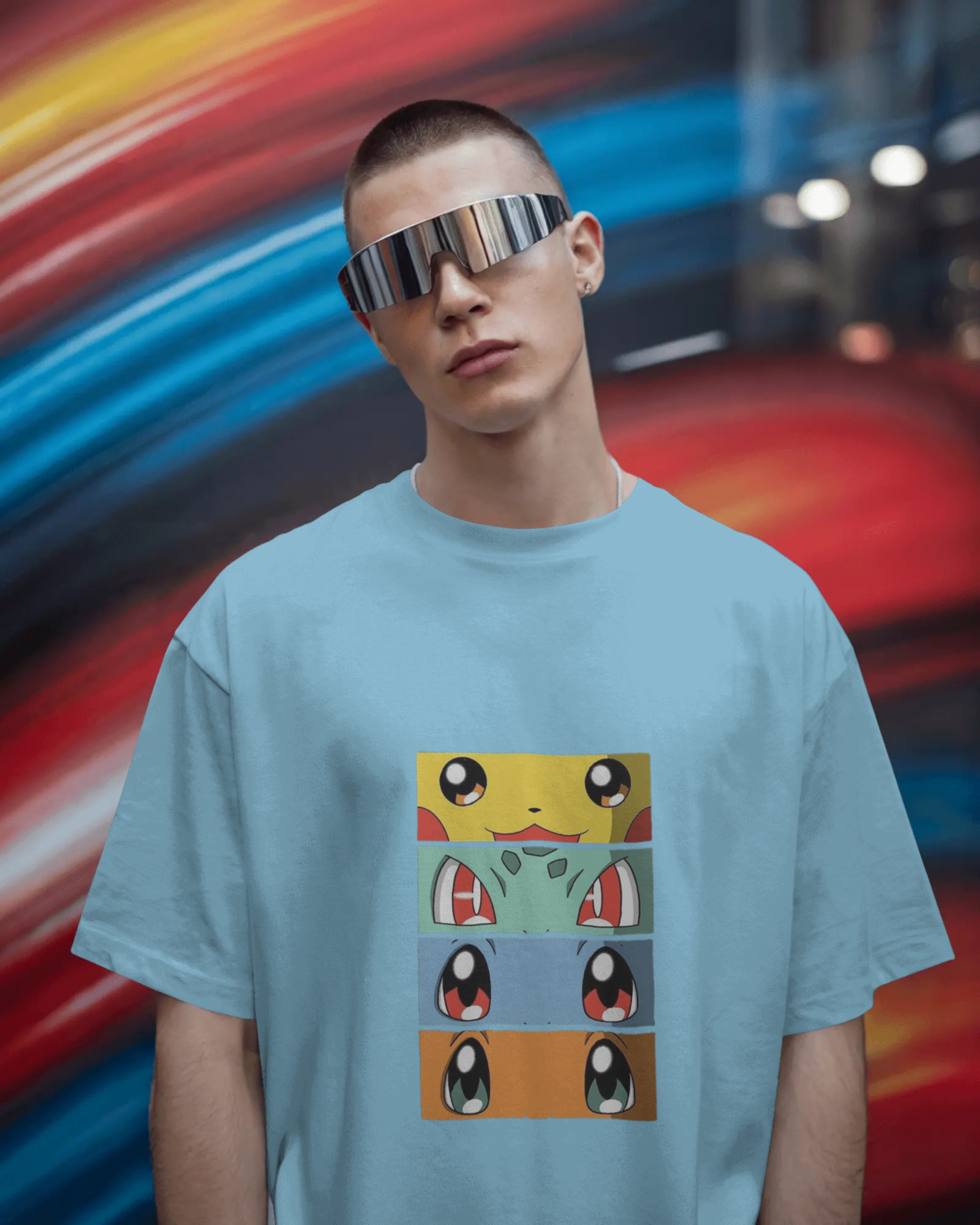 The Four Elements Pokémon Anime Men's Terry Oversized Tee | Teeyatra
