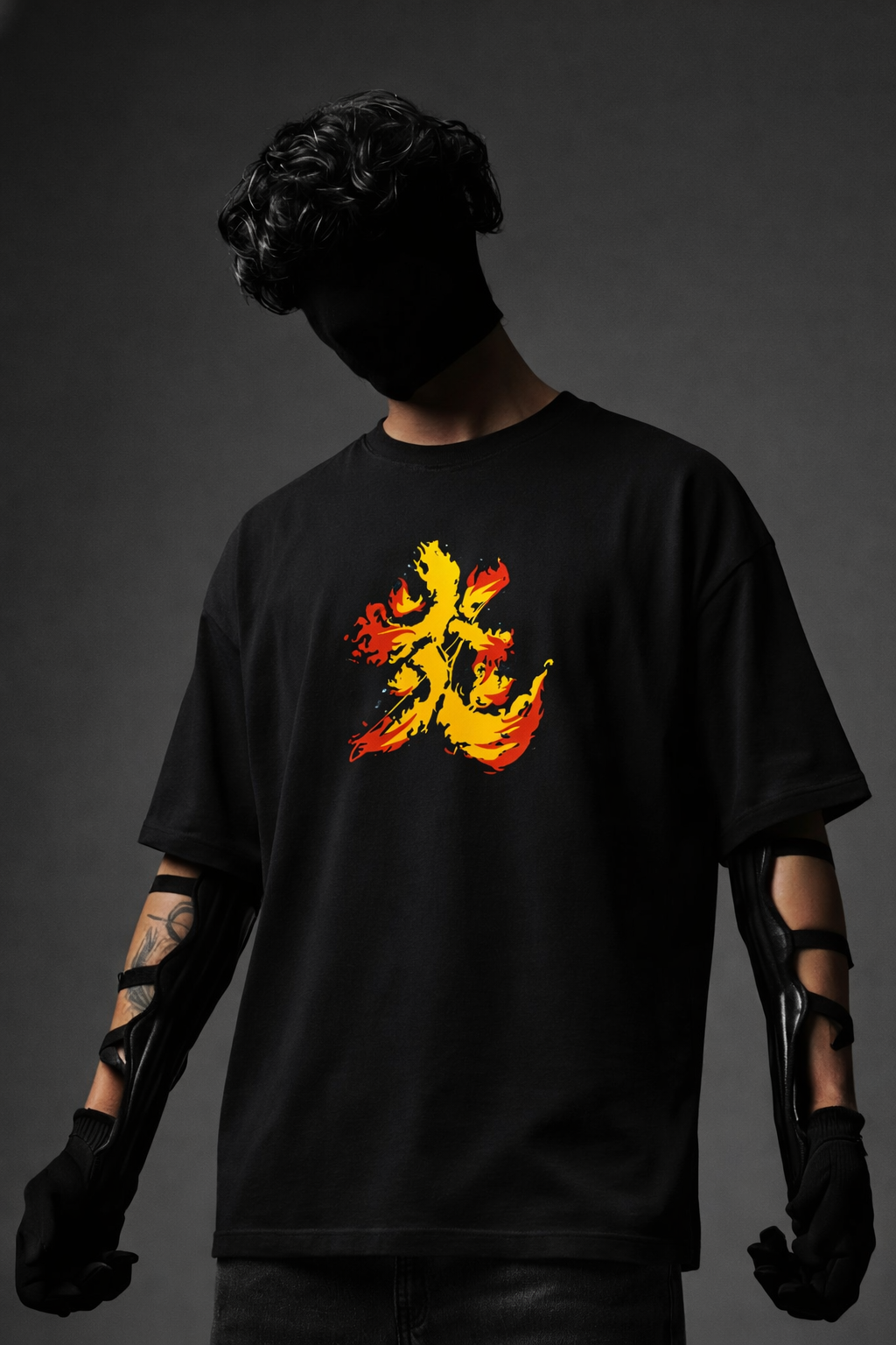 Teeyatra Flame Hashira Rengoku Oversized 240 GSM Tee