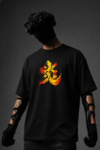 Teeyatra Flame Hashira Rengoku Oversized 240 GSM Tee