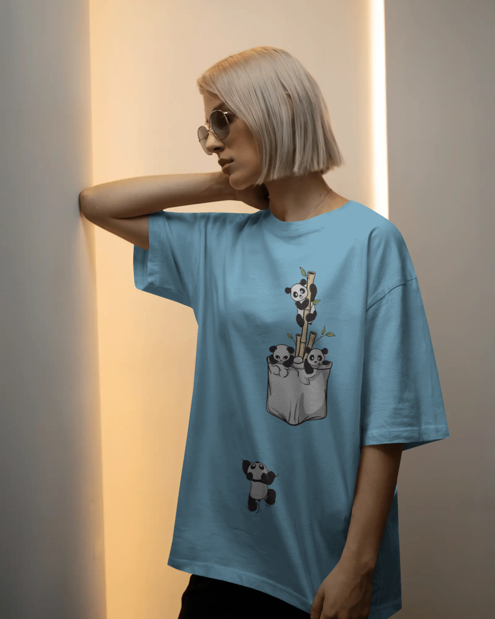 The Great Escape Panda Ladies Oversized Classic T-shirt | Teeyatra | Cartoon