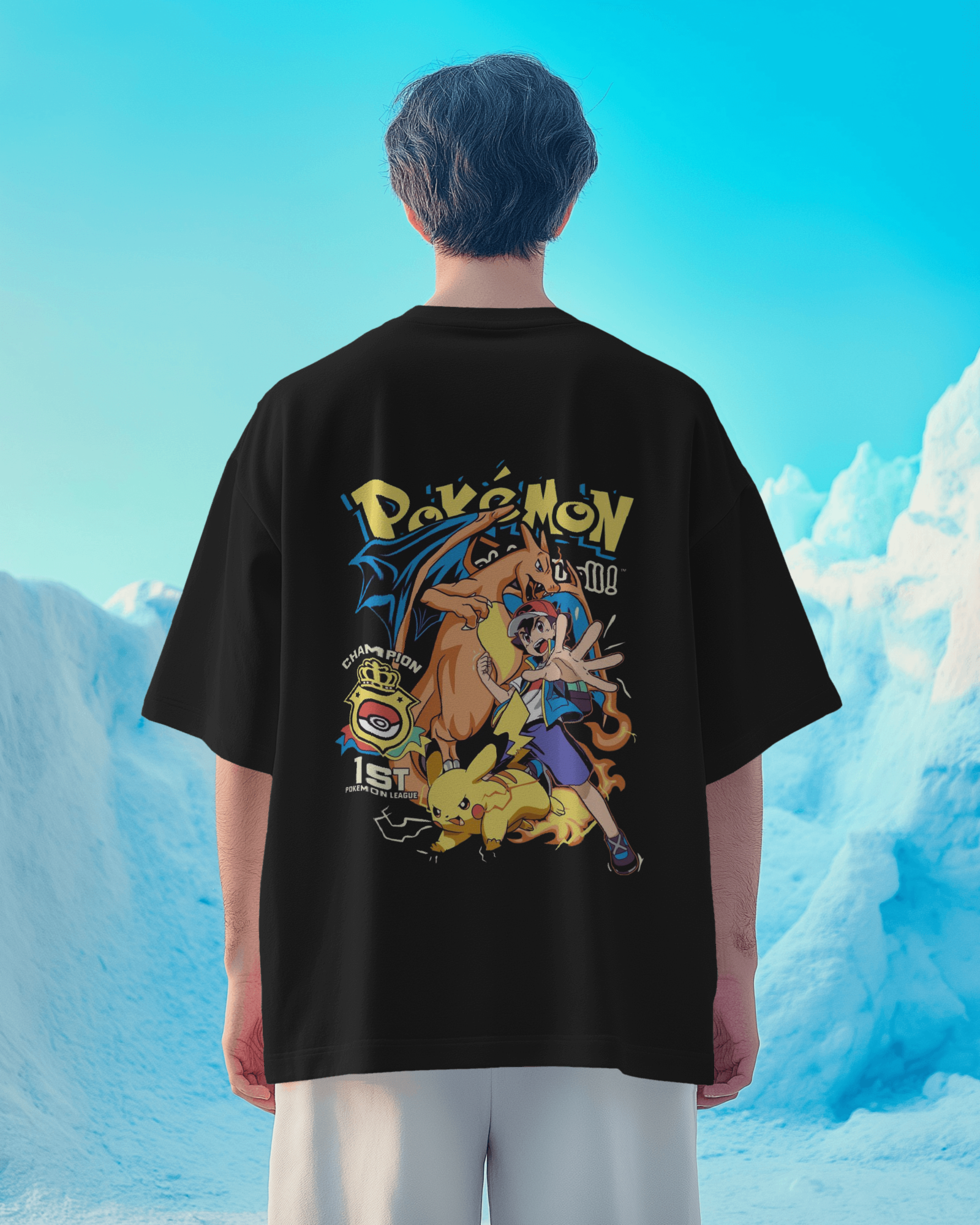 Charizard and Ash: The Unstoppable Duo Men's Oversized Classic T-shirt | Teeyatra | Anime