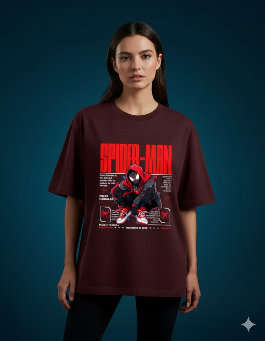 Marvel's Spider-Man: Miles Morales Ladies Oversized Classic T-shirt | Teeyatra