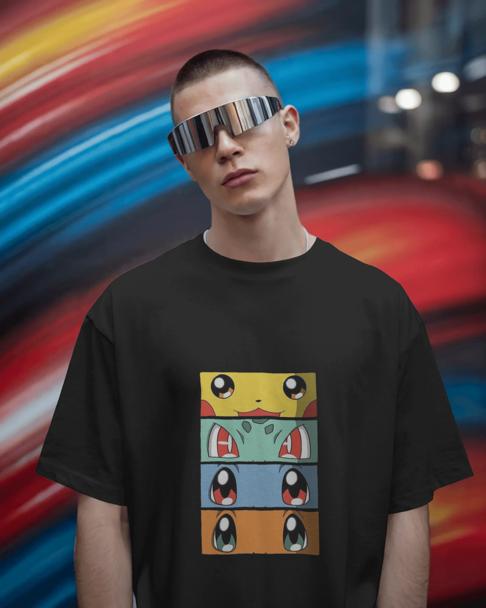 The Four Elements Pokémon Anime Men's Terry Oversized Tee | Teeyatra