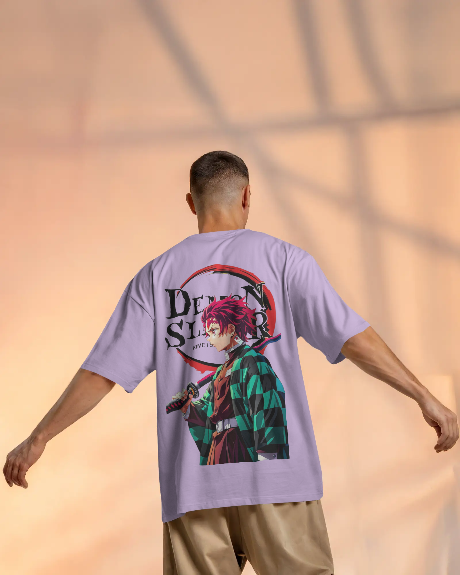 Tanjiro Kamado Men's Terry Oversized Tee | Demon Slayer  | Teeyatra | Anime