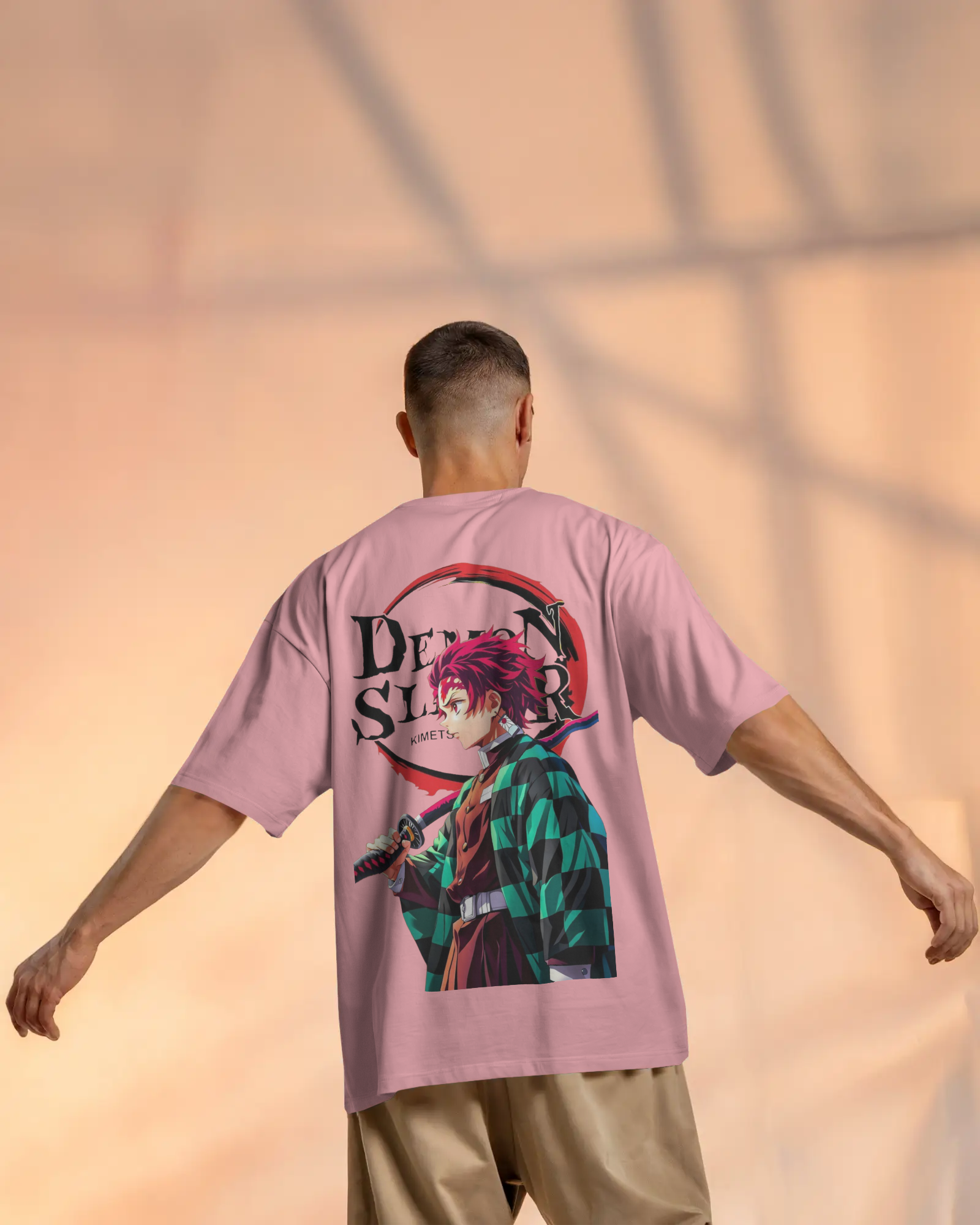 Tanjiro Kamado Men's Terry Oversized Tee | Demon Slayer  | Teeyatra | Anime