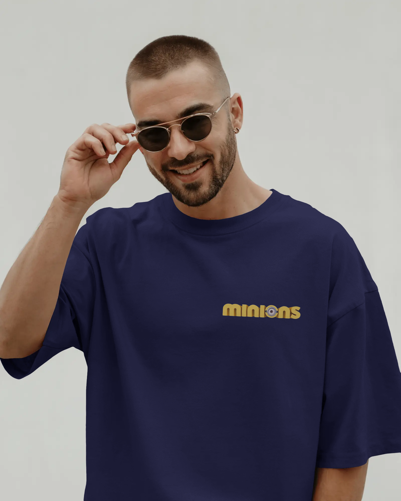 Funny Minions Cartoon Character Print Men's Oversized Classic T-shirt | Teeyatra