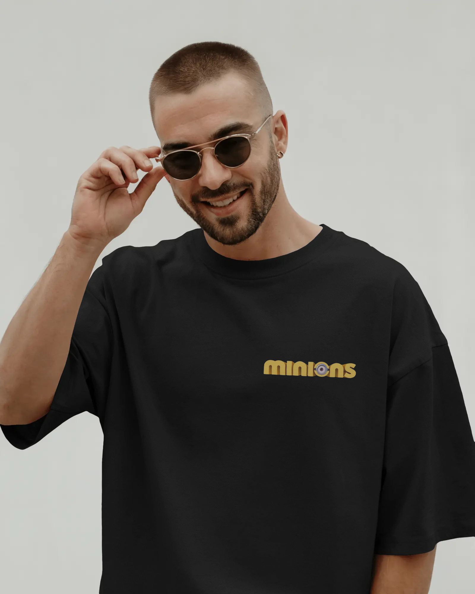 Funny Minions Cartoon Character Print Men's Oversized Classic T-shirt | Teeyatra