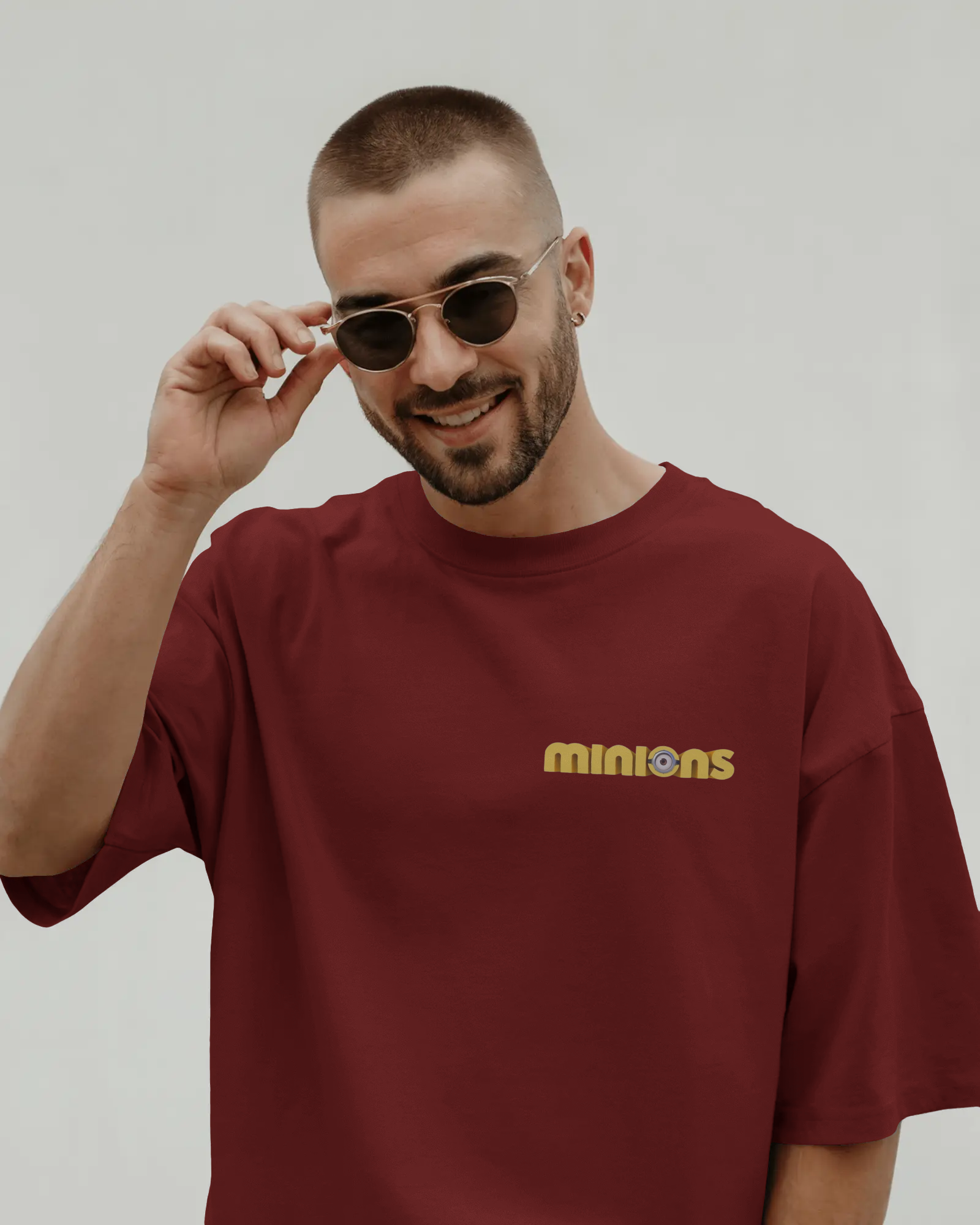 Funny Minions Cartoon Character Print Men's Oversized Classic T-shirt | Teeyatra