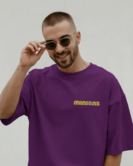 Funny Minions Cartoon Character Print Men's Oversized Classic T-shirt | Teeyatra