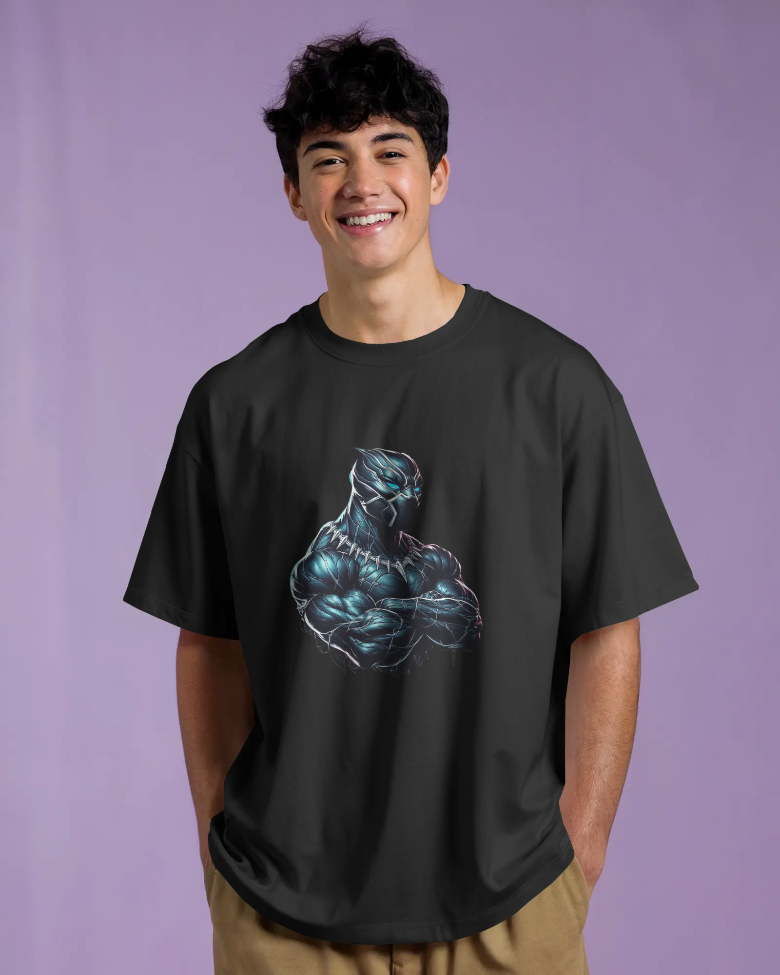 Marvel's Vibranium Suit Black Panther Graphic Men's Oversized Classic T-shirt | Teeyatra