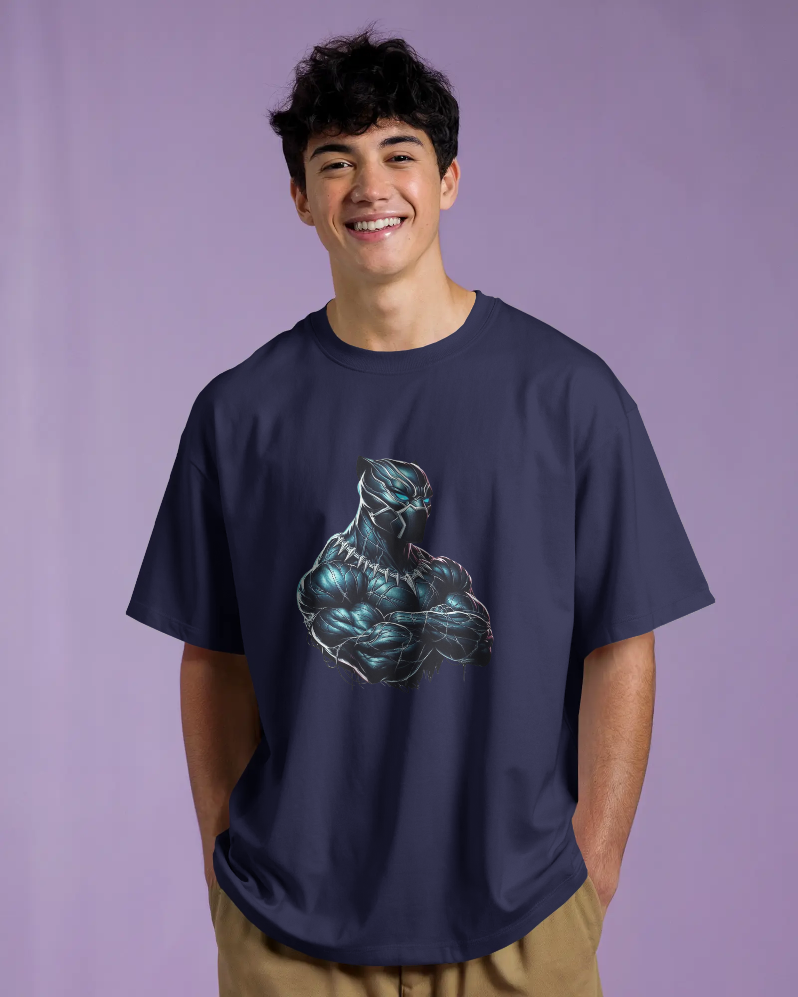 Marvel's Vibranium Suit Black Panther Graphic Men's Oversized Classic T-shirt | Teeyatra