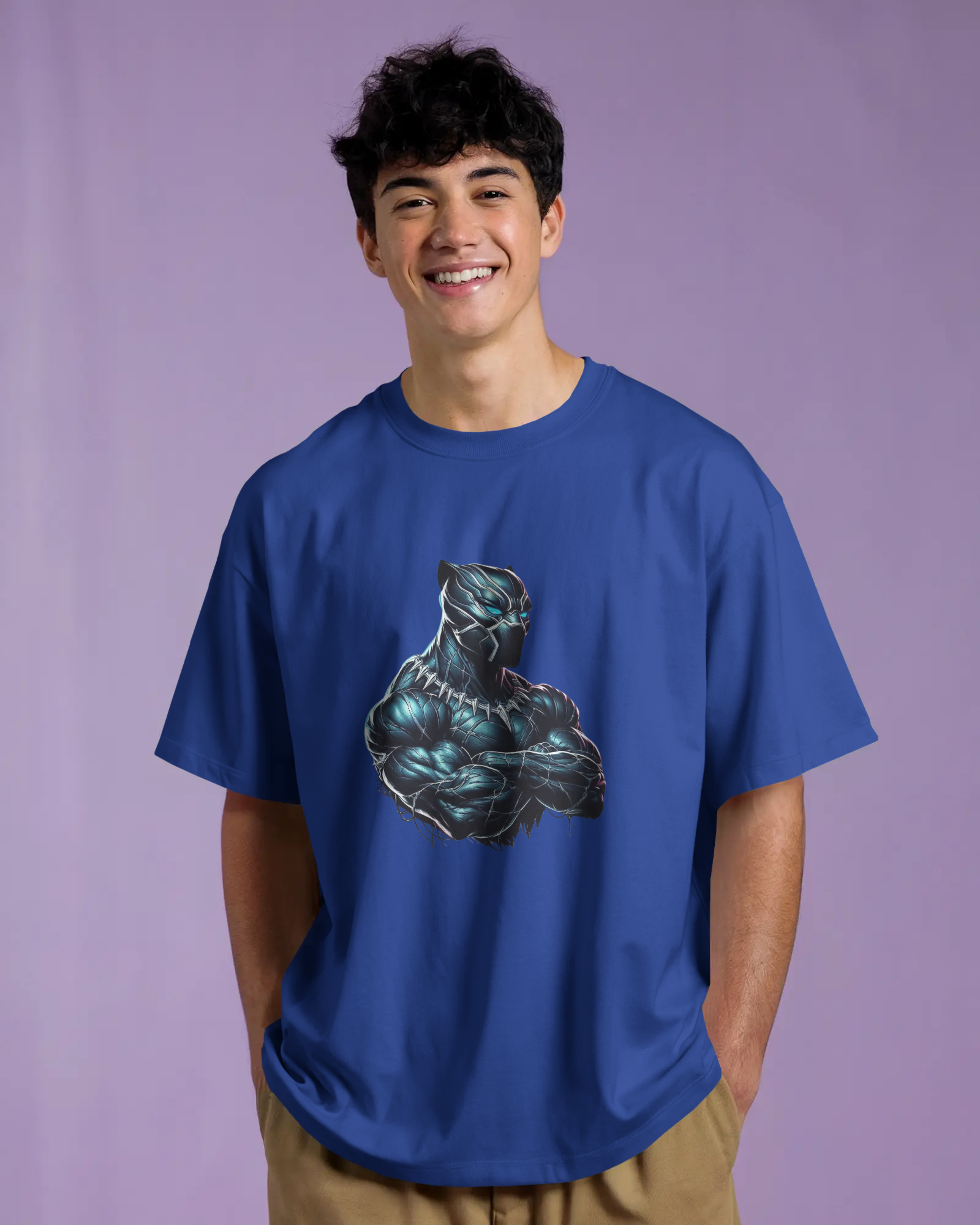 Marvel's Vibranium Suit Black Panther Graphic Men's Oversized Classic T-shirt | Teeyatra