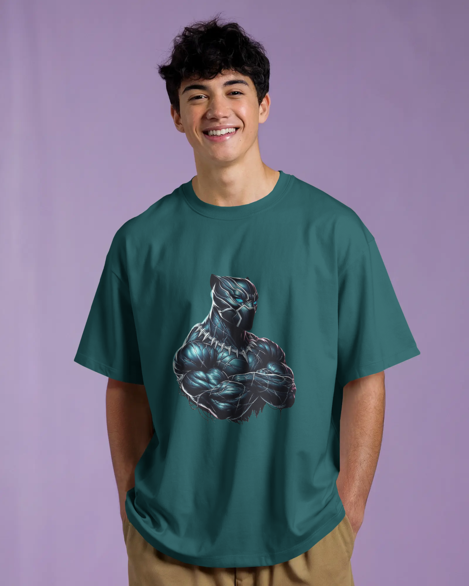 Marvel's Vibranium Suit Black Panther Graphic Men's Oversized Classic T-shirt | Teeyatra