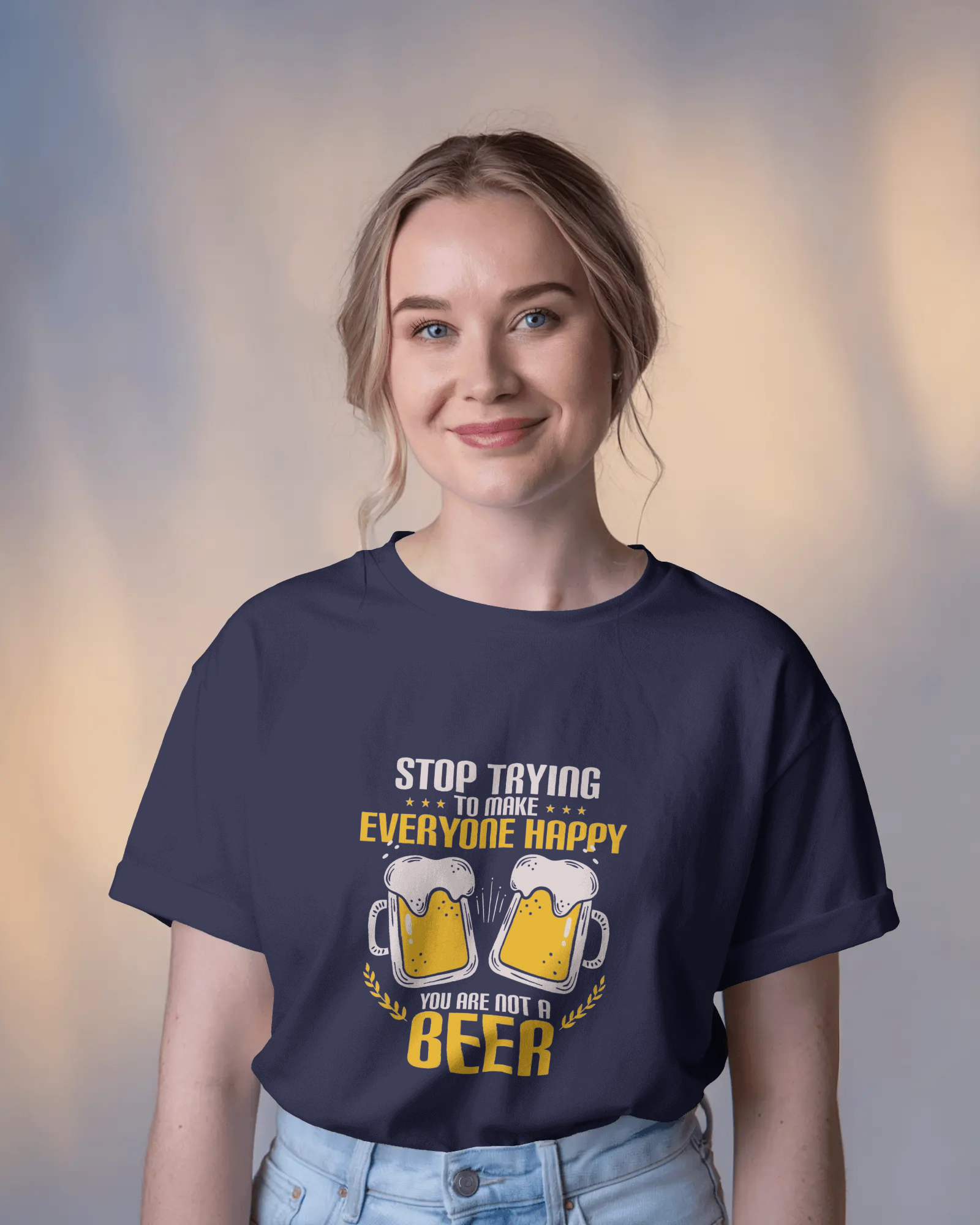Brew-tifully Sarcastic Ladies Classic Crew T-Shirt | Teeyatra | Abstract