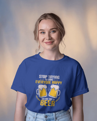 Brew-tifully Sarcastic Ladies Classic Crew T-Shirt | Teeyatra | Abstract