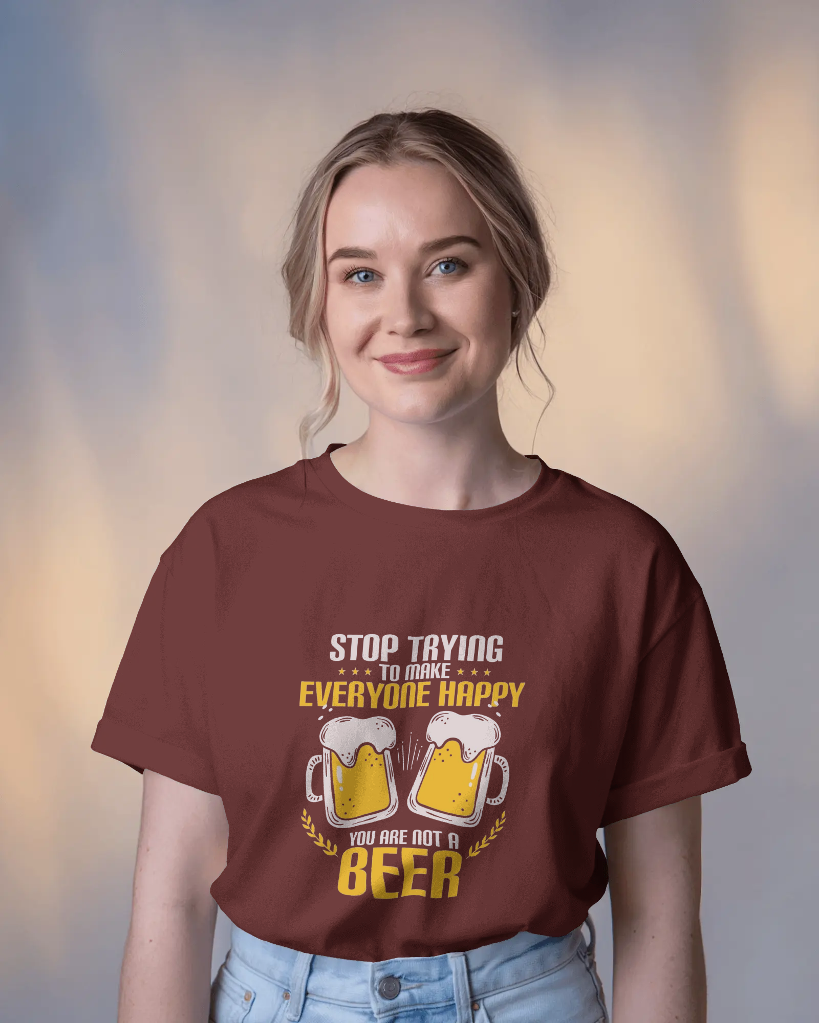 Brew-tifully Sarcastic Ladies Classic Crew T-Shirt | Teeyatra | Abstract